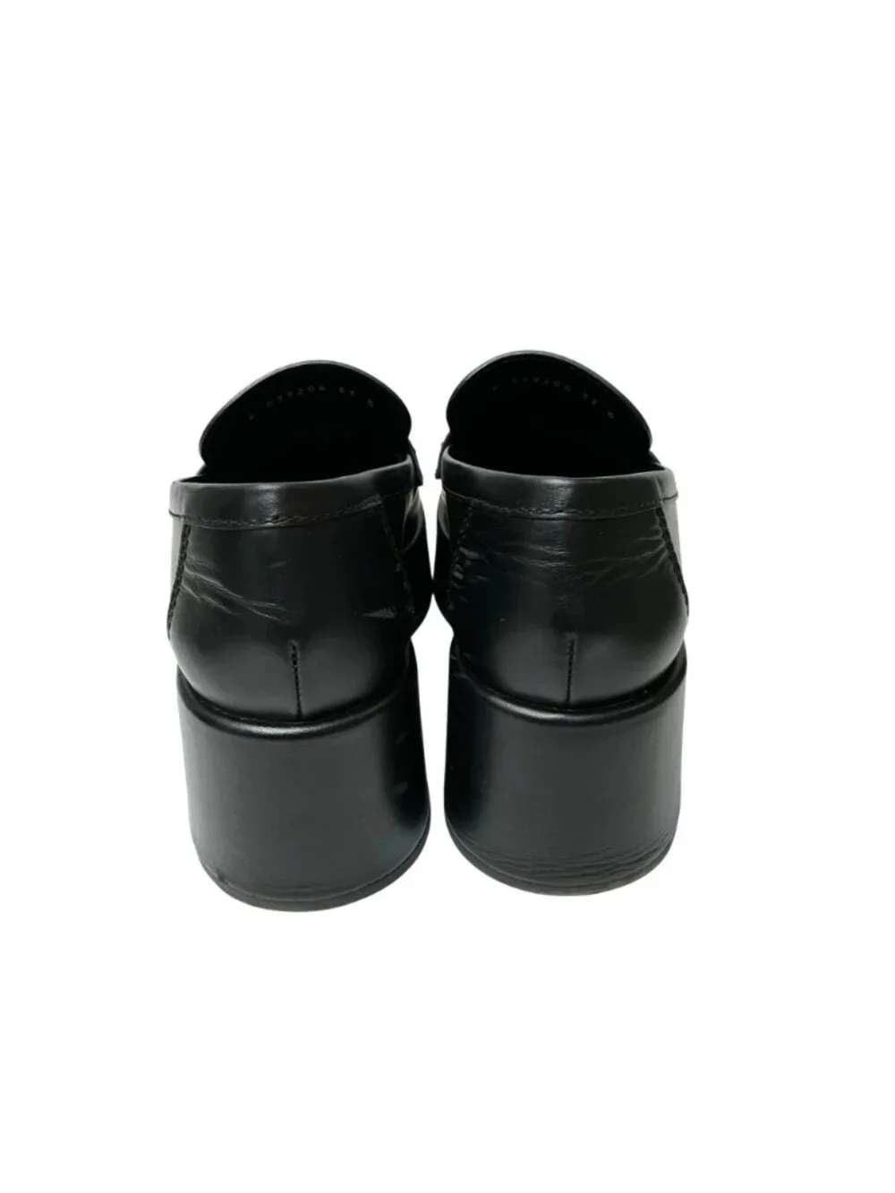 CHANEL Black Platform CC Leather Loafers Sz 7